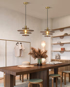 Pendel Lampe Pendante Bois Stratifié Laiton Moderne - Neutralighting