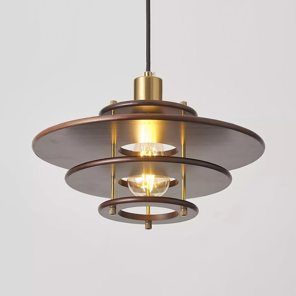 Pendel Lampe Pendante Bois Stratifié Laiton Moderne - Neutralighting