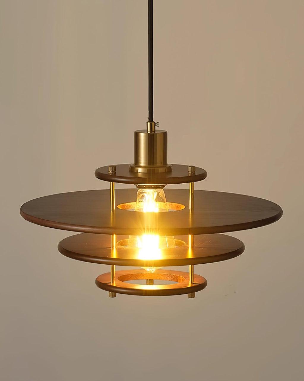 Pendel Lampe Pendante Bois Stratifié Laiton Moderne - Neutralighting
