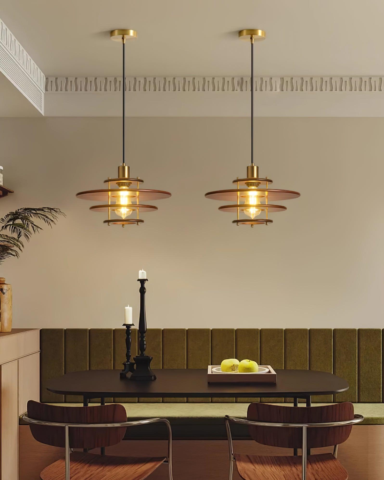 Pendel Lampe Pendante Bois Stratifié Laiton Moderne - Neutralighting