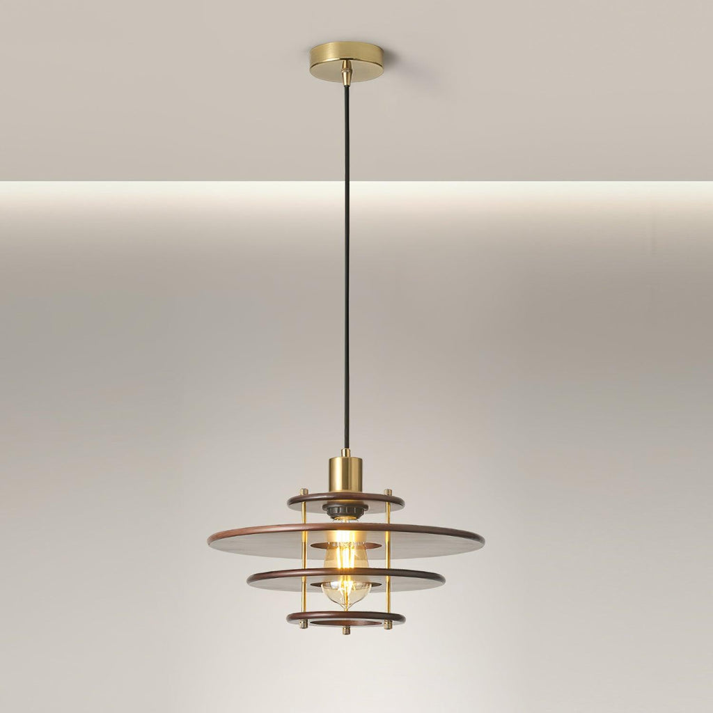 Pendel Lampe Pendante Bois Stratifié Laiton Moderne - Neutralighting