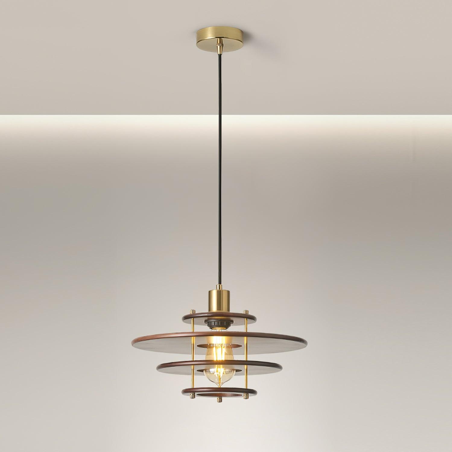 Pendel Lampe Pendante Bois Stratifié Laiton Moderne - Neutralighting