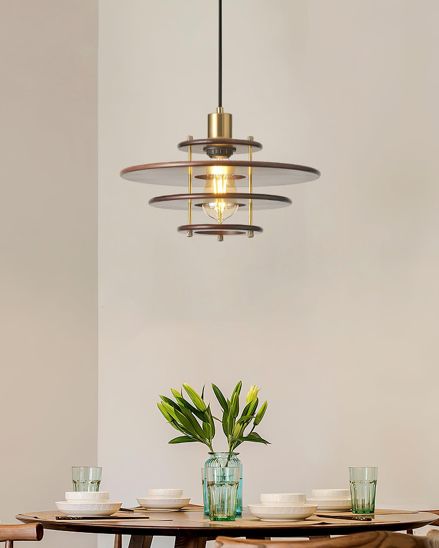 Pendel Lampe Pendante Bois Stratifié Laiton Moderne - Neutralighting