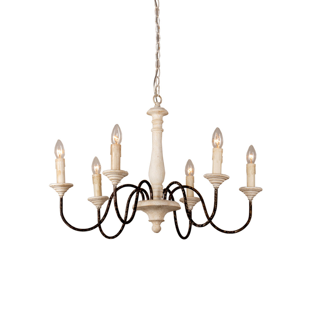 Syshaeth Vintage Industrial Hand-carved Wood Chandelier - Neutralighting