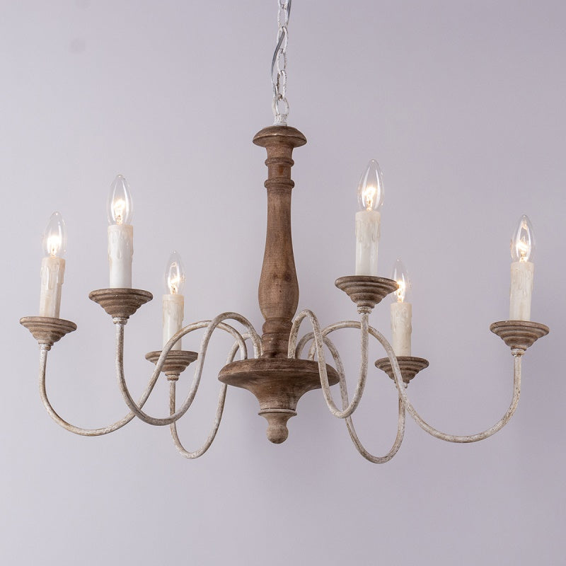 Syshaeth Vintage Industrial Hand-carved Wood Chandelier - Neutralighting
