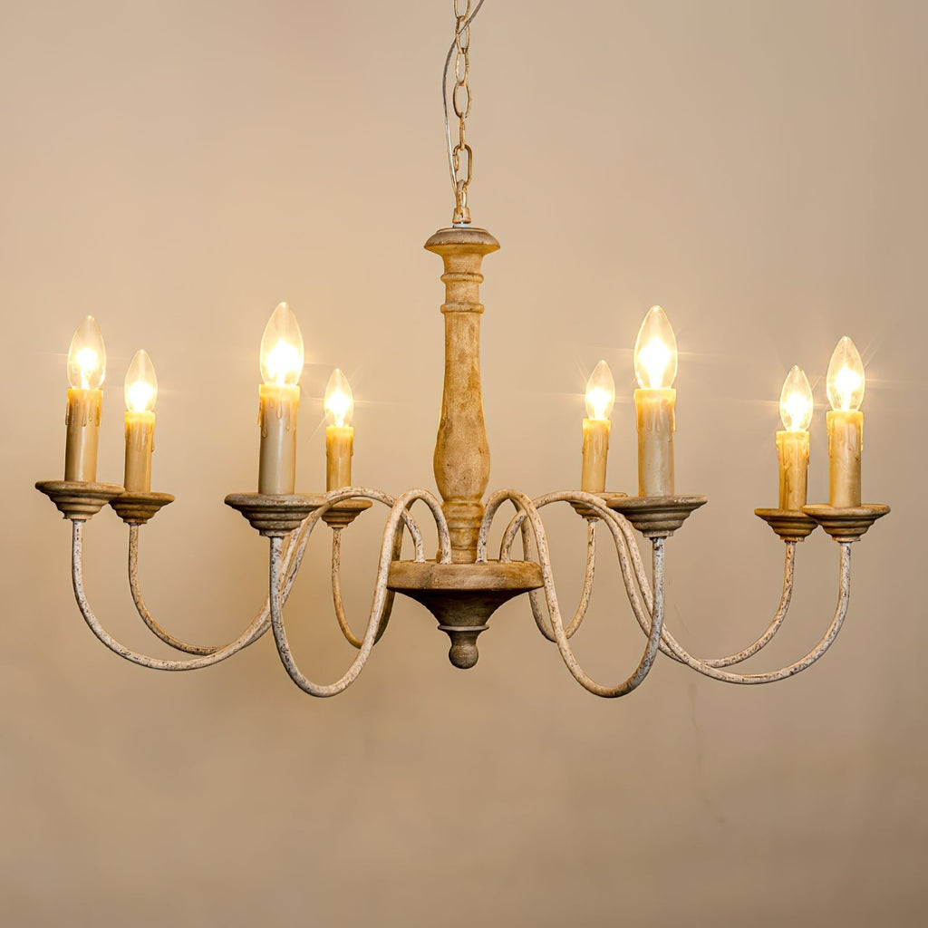 Syshaeth Vintage Industrial Hand-carved Wood Chandelier - Neutralighting