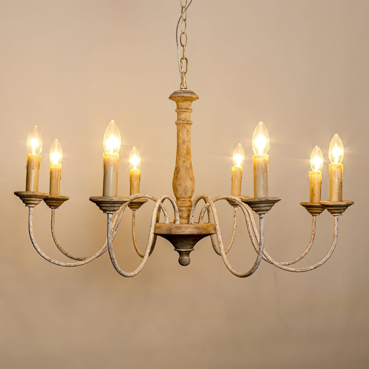 Syshaeth Vintage Industrial Hand-carved Wood Chandelier - Neutralighting
