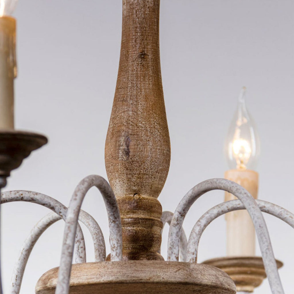 Syshaeth Vintage Industrial Hand-carved Wood Chandelier - Neutralighting