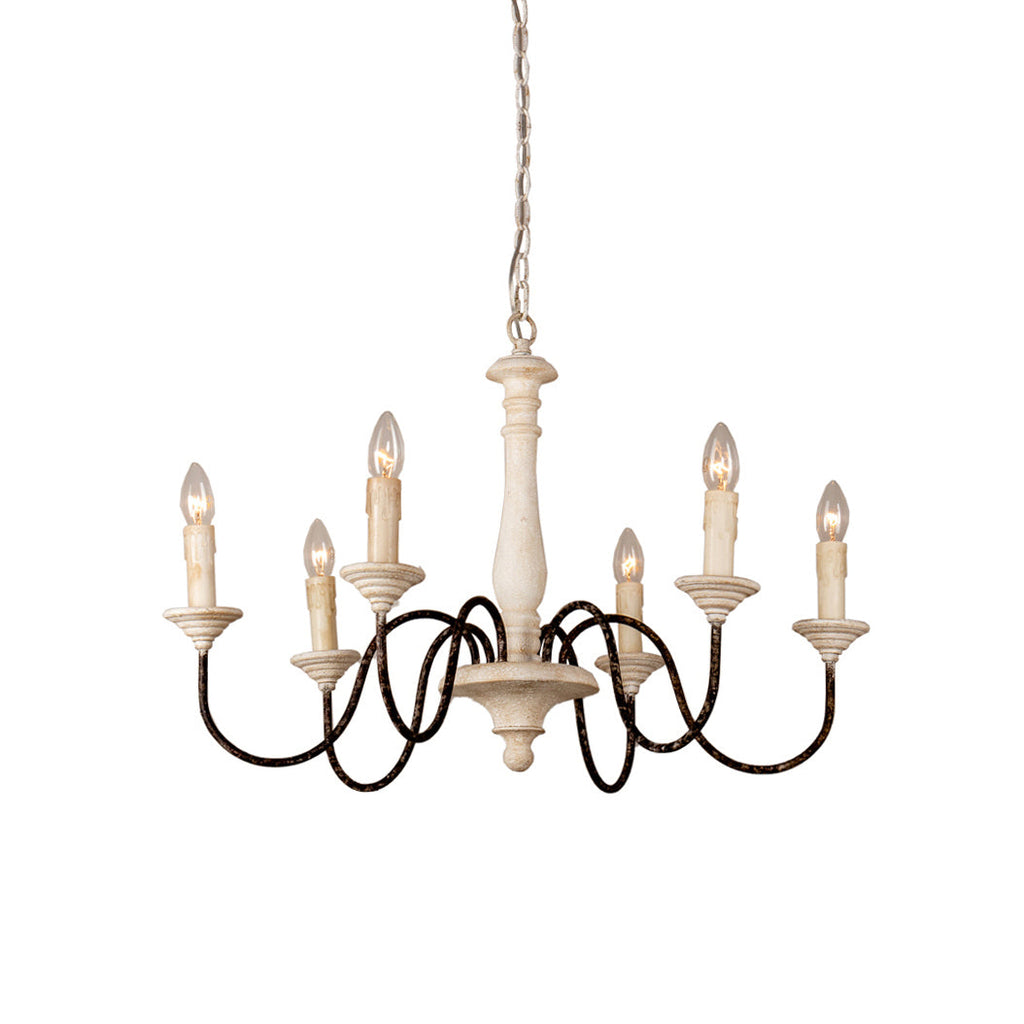 Syshaeth Vintage Industrial Hand-carved Wood Chandelier - Neutralighting