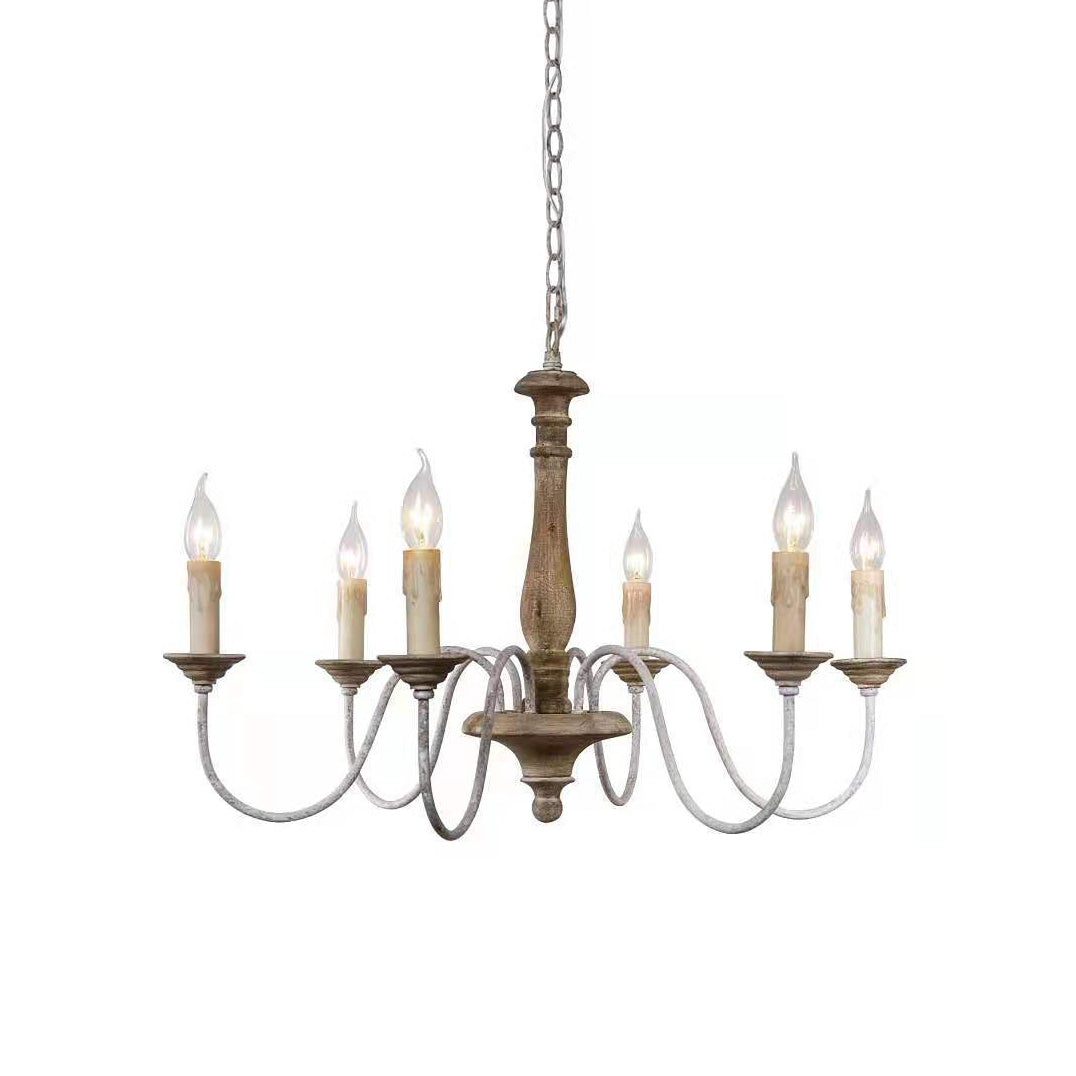 Syshaeth Vintage Industrial Hand-carved Wood Chandelier - Neutralighting