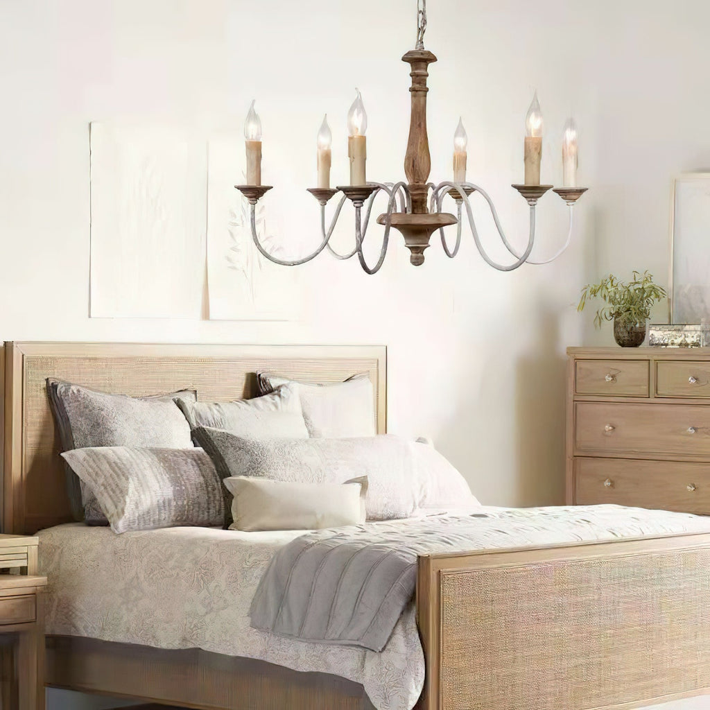 Syshaeth Vintage Industrial Hand-carved Wood Chandelier - Neutralighting