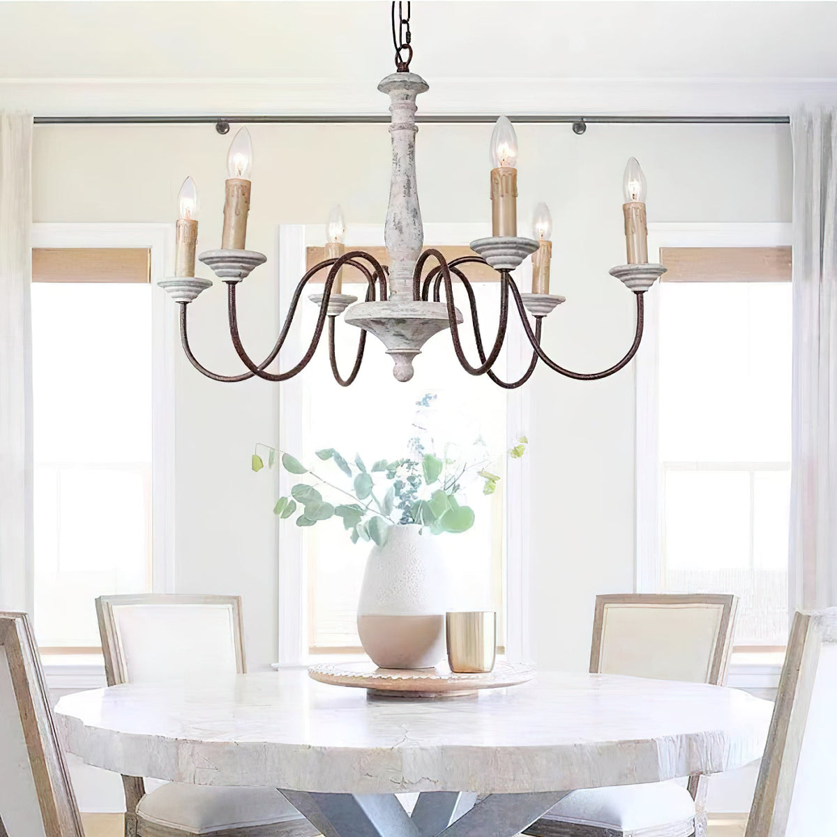 Syshaeth Vintage Industrial Hand-carved Wood Chandelier - Neutralighting