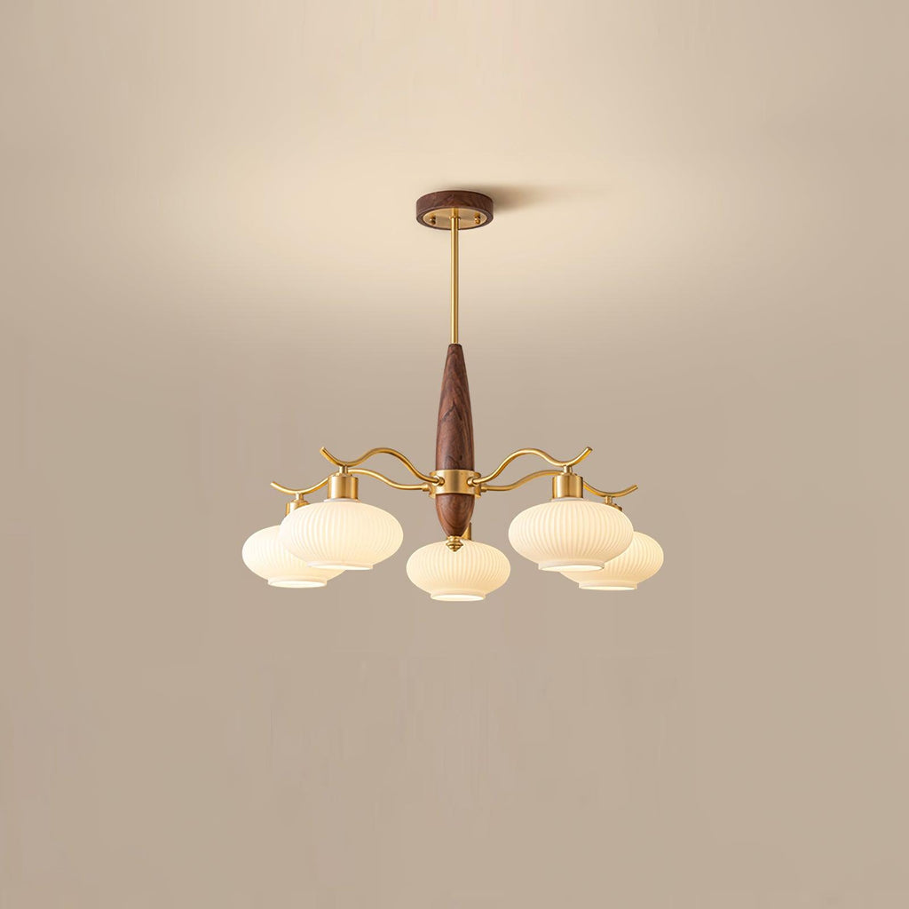Cavien Lustre en Laiton et Noyer - Neutralighting