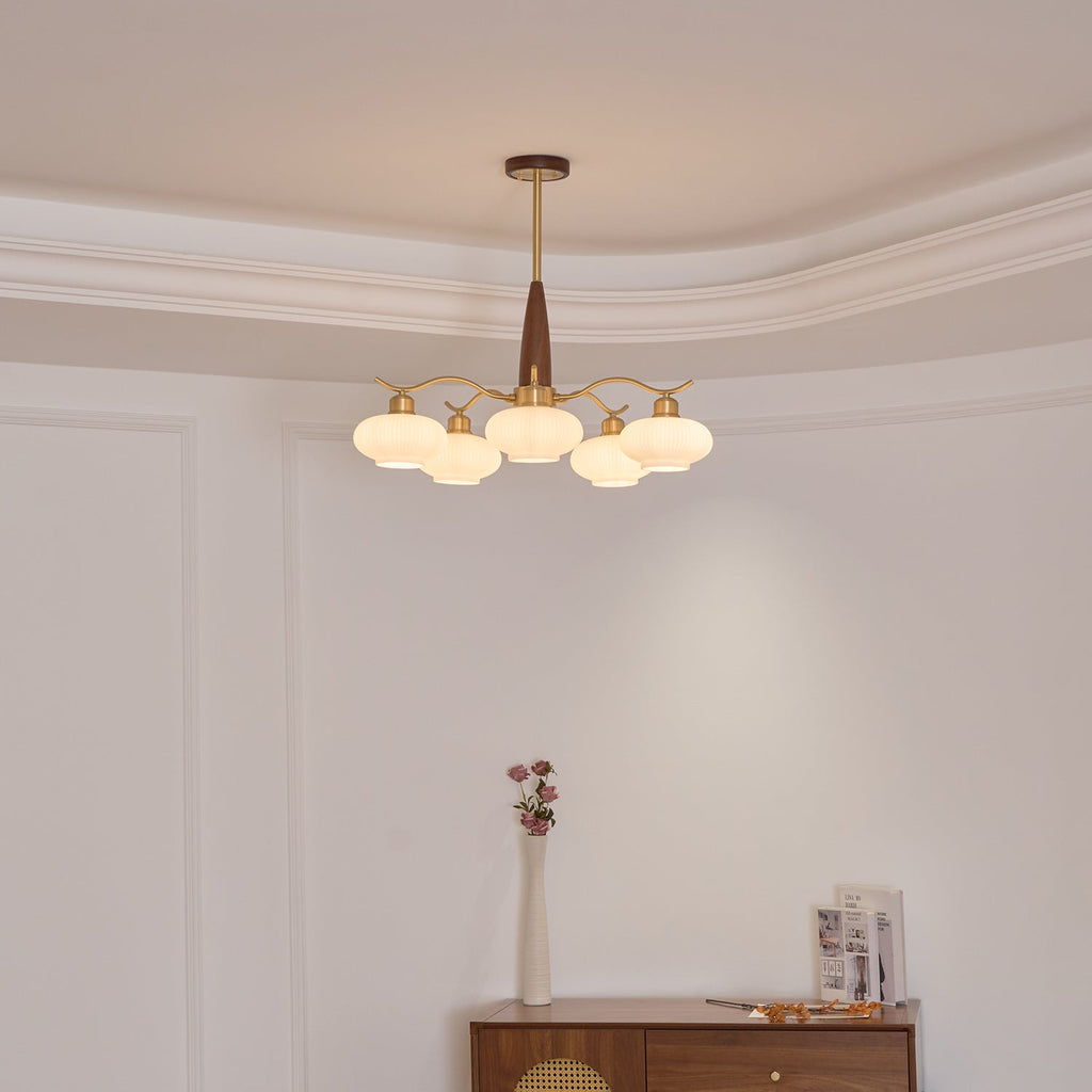 Cavien Lustre en Laiton et Noyer - Neutralighting