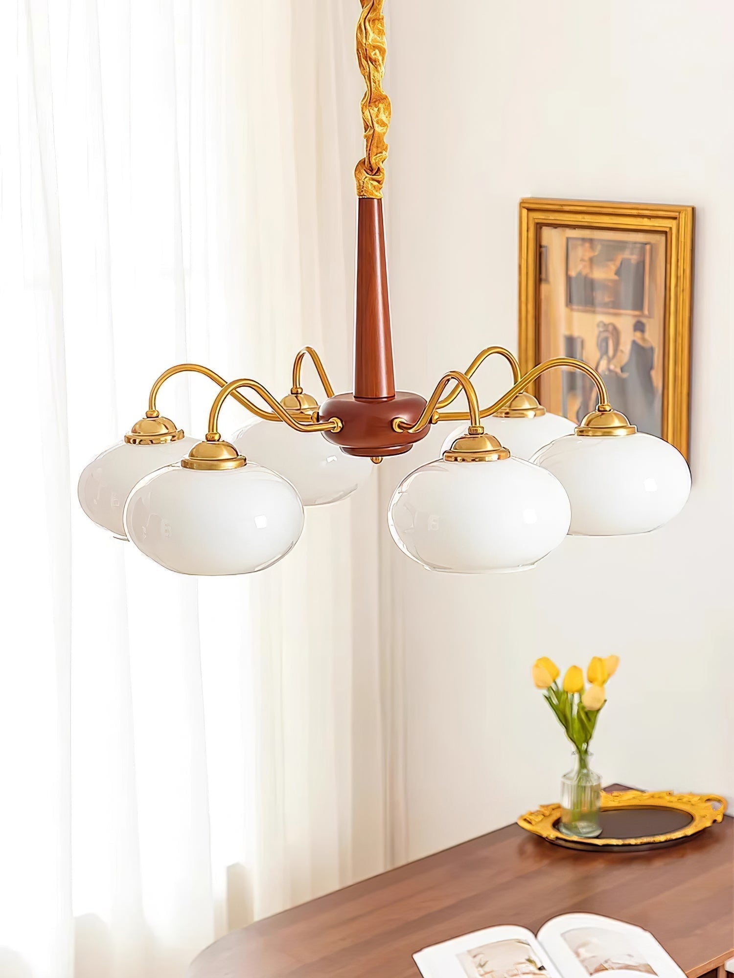 Lustra Suspension Persimmon Laiton et Verre Élégante - Neutralighting