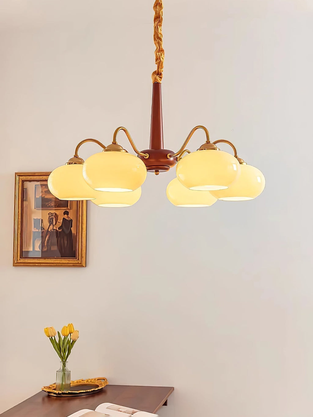 Lustra Suspension Persimmon Laiton et Verre Élégante - Neutralighting