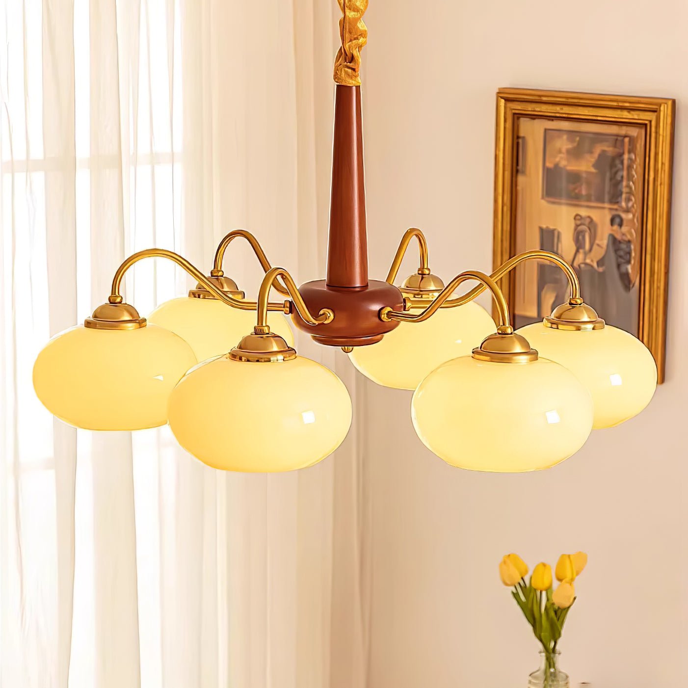 Lustra Suspension Persimmon Laiton et Verre Élégante - Neutralighting