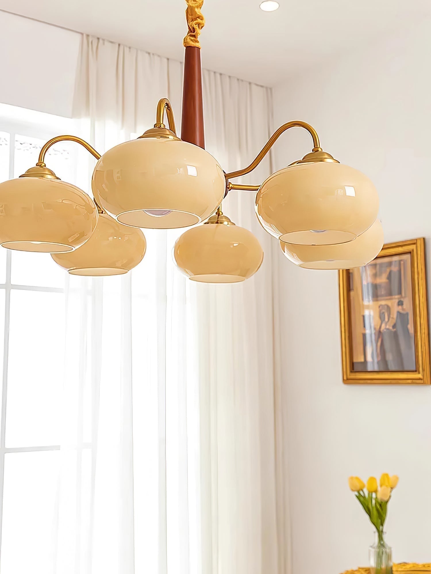 Lustra Suspension Persimmon Laiton et Verre Élégante - Neutralighting