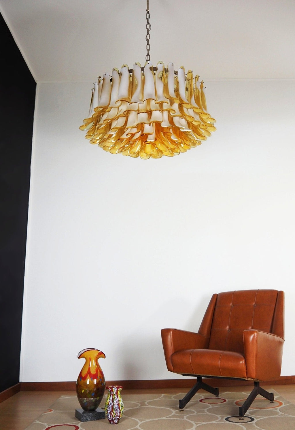 Aurora Chandelier Ambre Verre Murano Pétale Élégant - Neutralighting