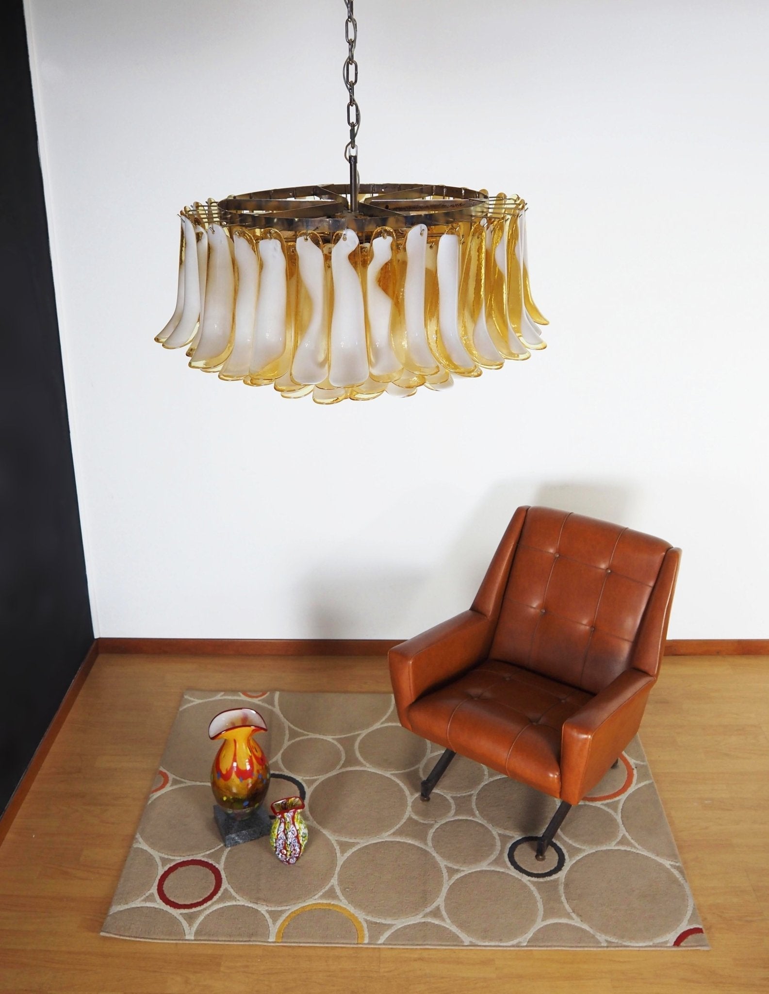 Aurora Chandelier Ambre Verre Murano Pétale Élégant - Neutralighting