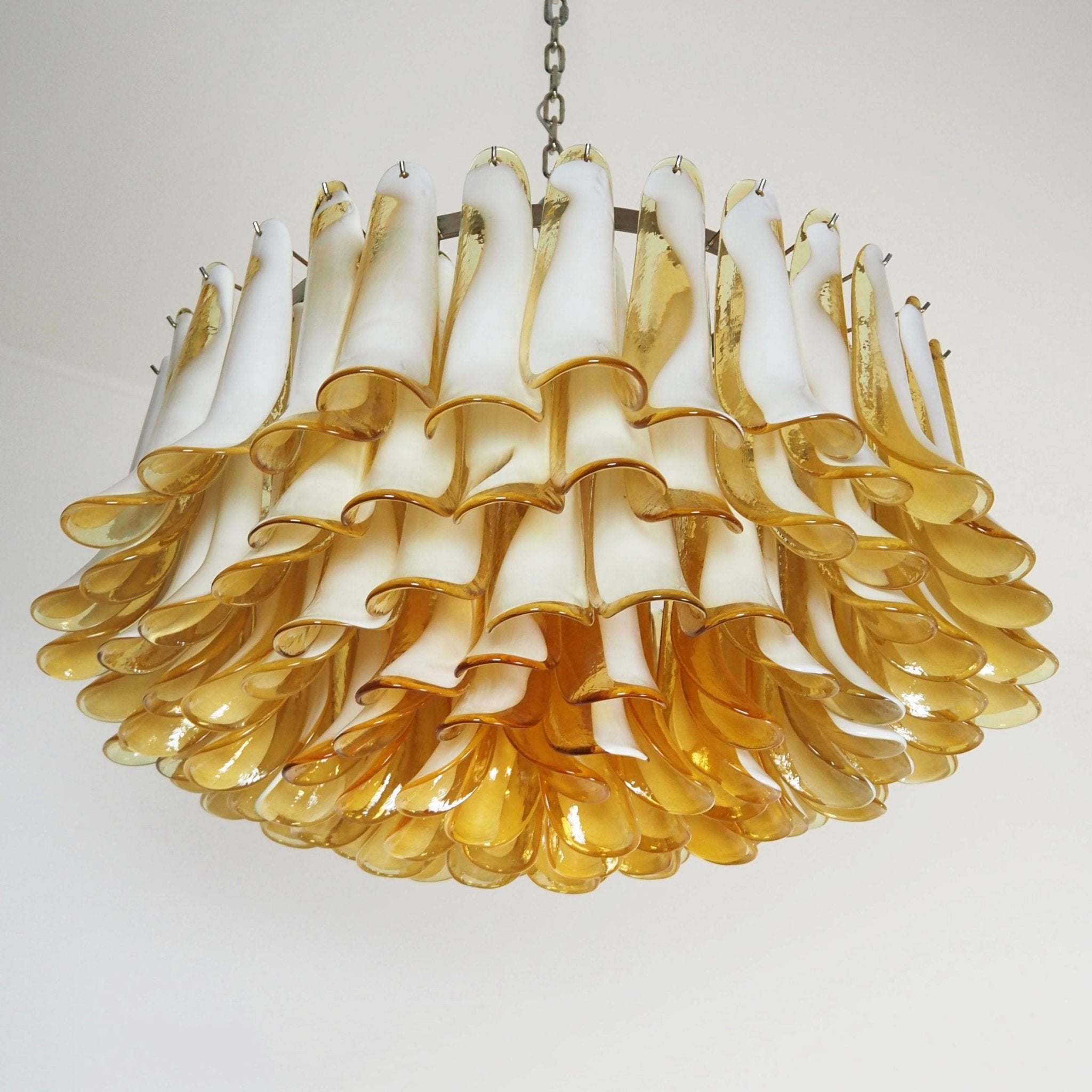 Aurora Chandelier Ambre Verre Murano Pétale Élégant - Neutralighting