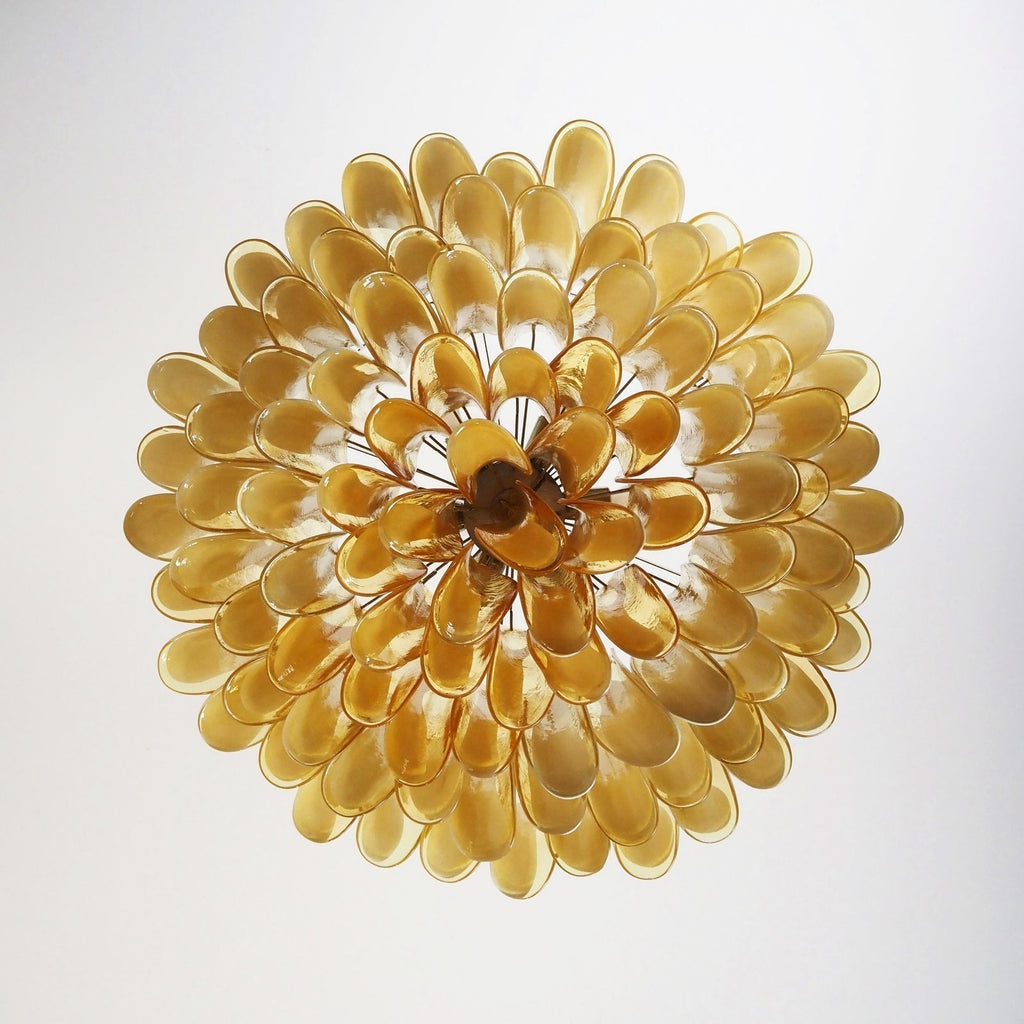 Aurora Chandelier Ambre Verre Murano Pétale Élégant - Neutralighting