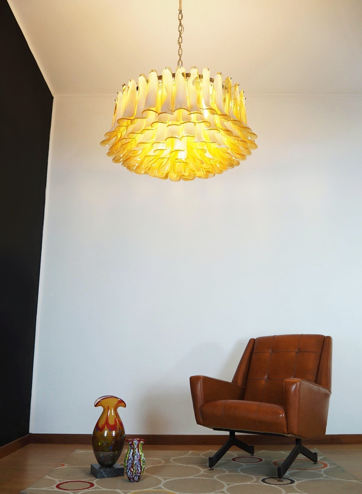 Aurora Chandelier Ambre Verre Murano Pétale Élégant - Neutralighting
