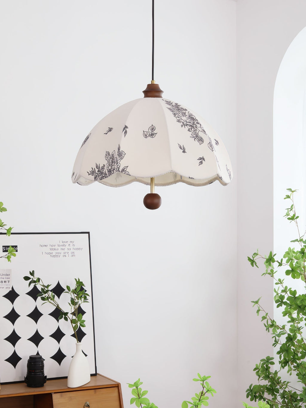 Vevenir Pétale Chuchotement Bois Tissu Pendentif Lampe - Neutralighting