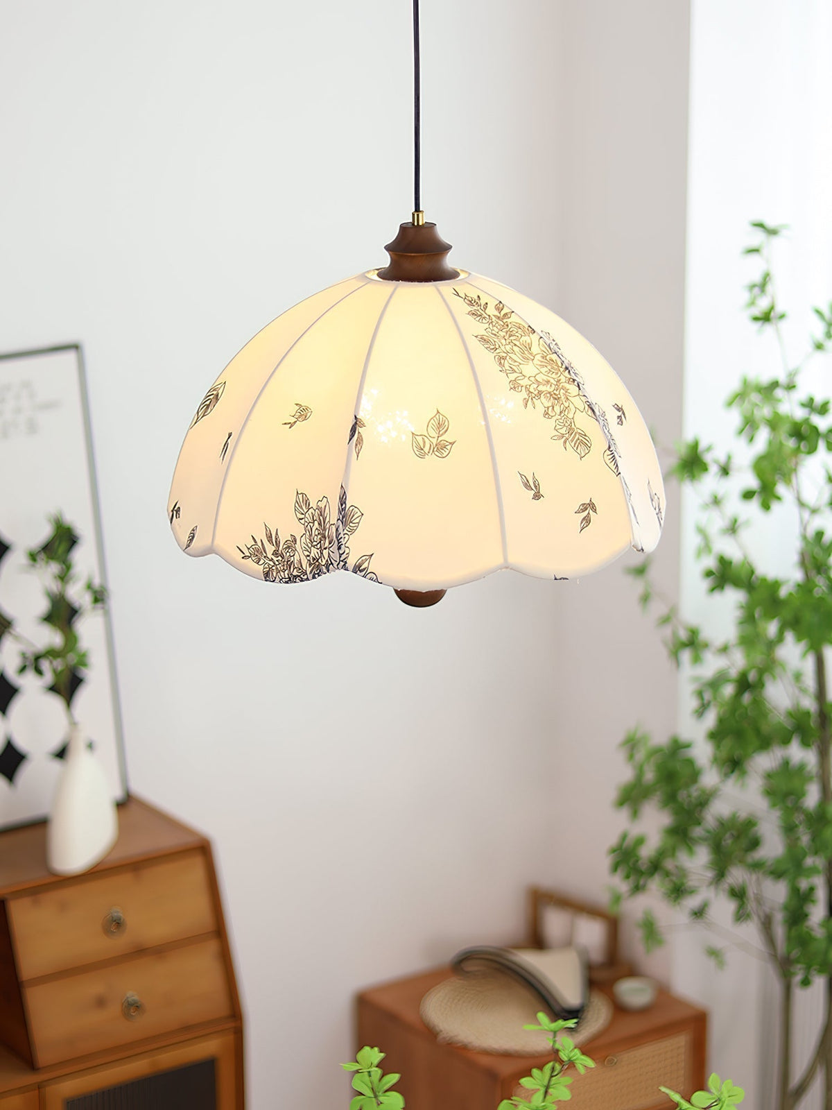 Vevenir Pétale Chuchotement Bois Tissu Pendentif Lampe - Neutralighting