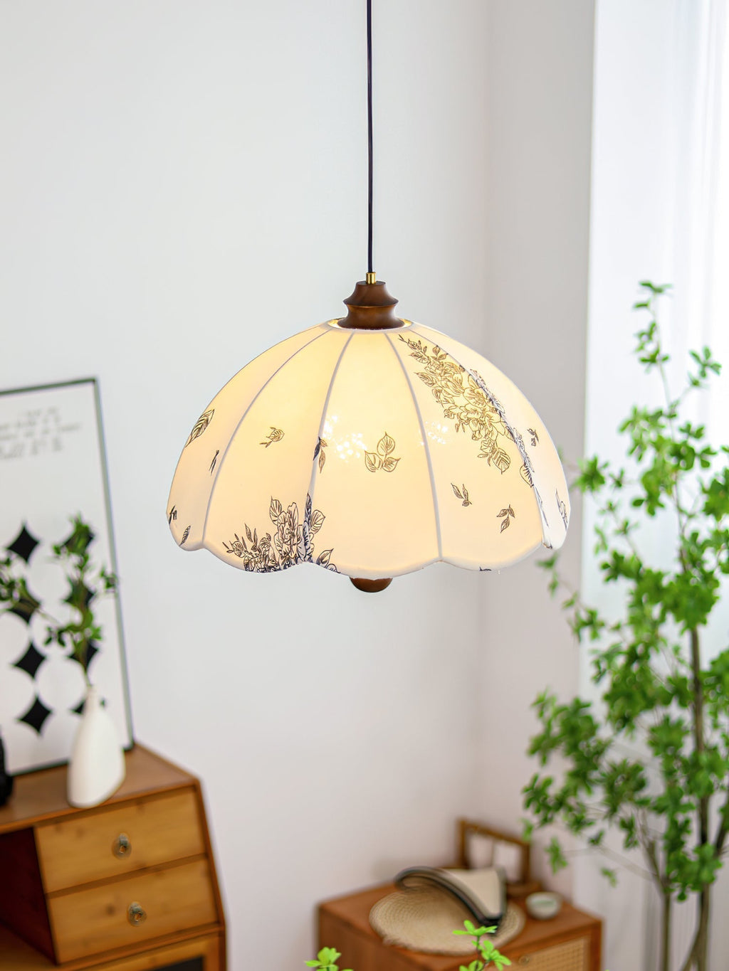 Vevenir Pétale Chuchotement Bois Tissu Pendentif Lampe - Neutralighting