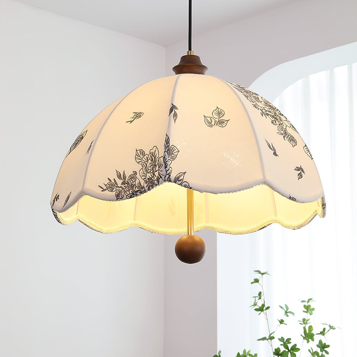 Vevenir Pétale Chuchotement Bois Tissu Pendentif Lampe - Neutralighting