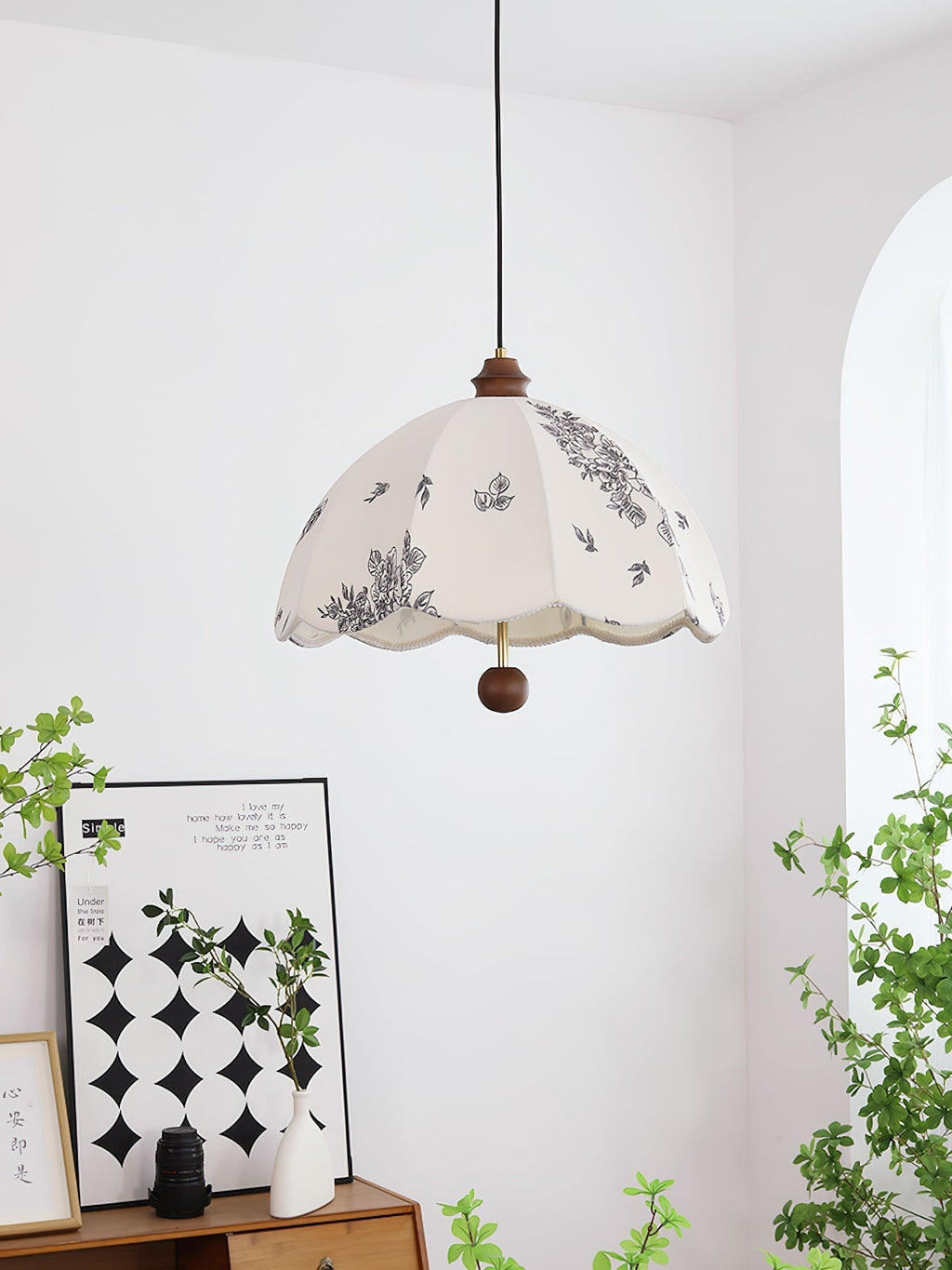 Vevenir Pétale Chuchotement Bois Tissu Pendentif Lampe - Neutralighting