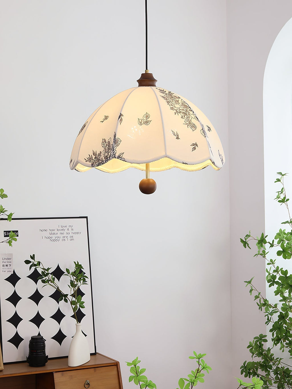 Vevenir Pétale Chuchotement Bois Tissu Pendentif Lampe - Neutralighting