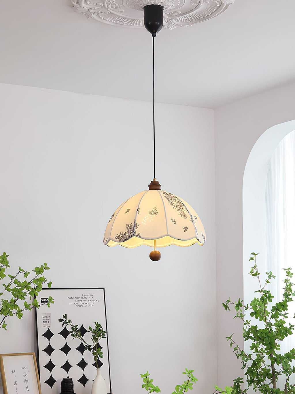 Vevenir Pétale Chuchotement Bois Tissu Pendentif Lampe - Neutralighting