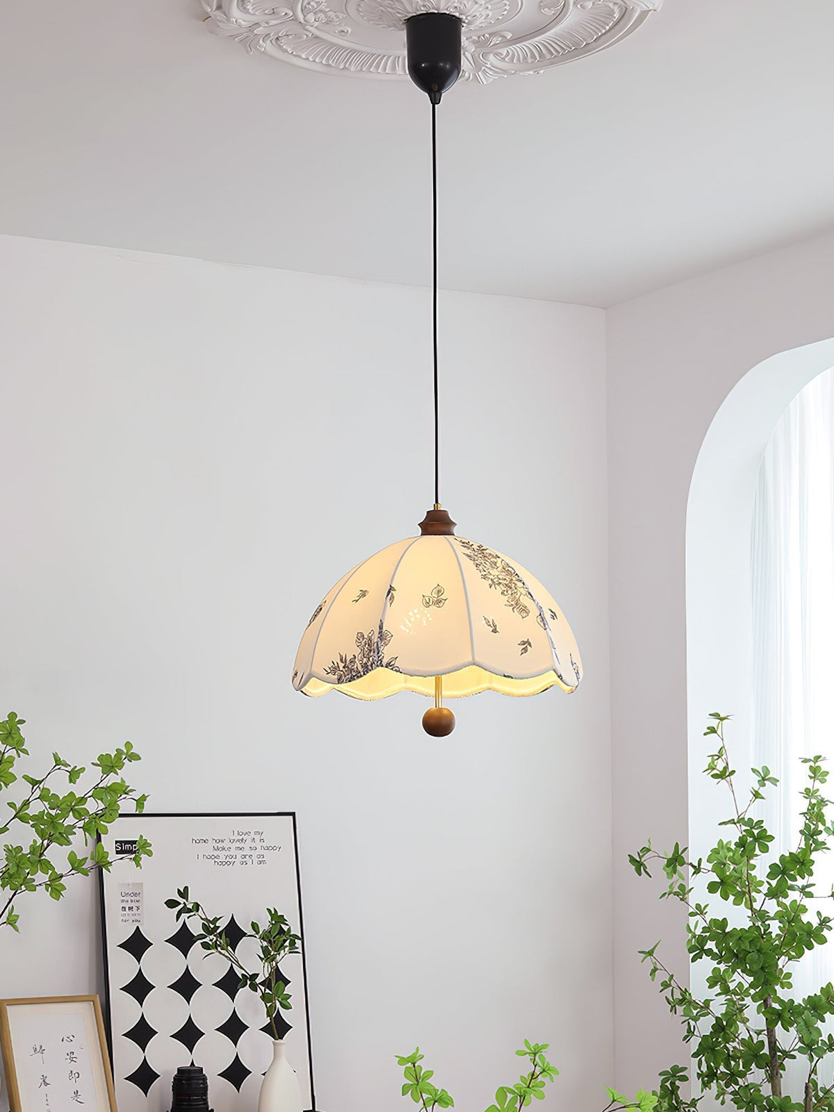 Vevenir Pétale Chuchotement Bois Tissu Pendentif Lampe - Neutralighting