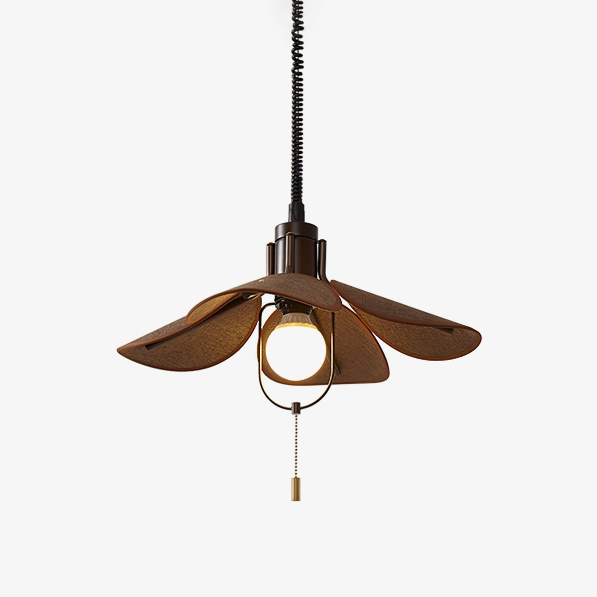 Utalion Traditionnel Pétale Floraison Bois Tissu Pendentif Lumière - Neutralighting