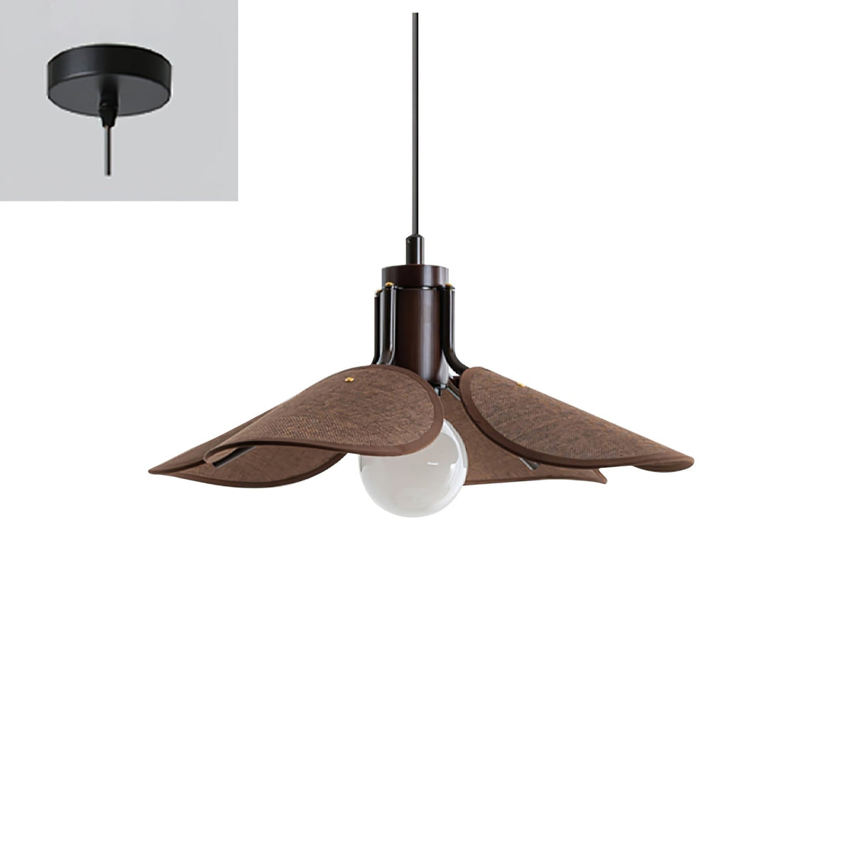 Utalion Traditionnel Pétale Floraison Bois Tissu Pendentif Lumière - Neutralighting