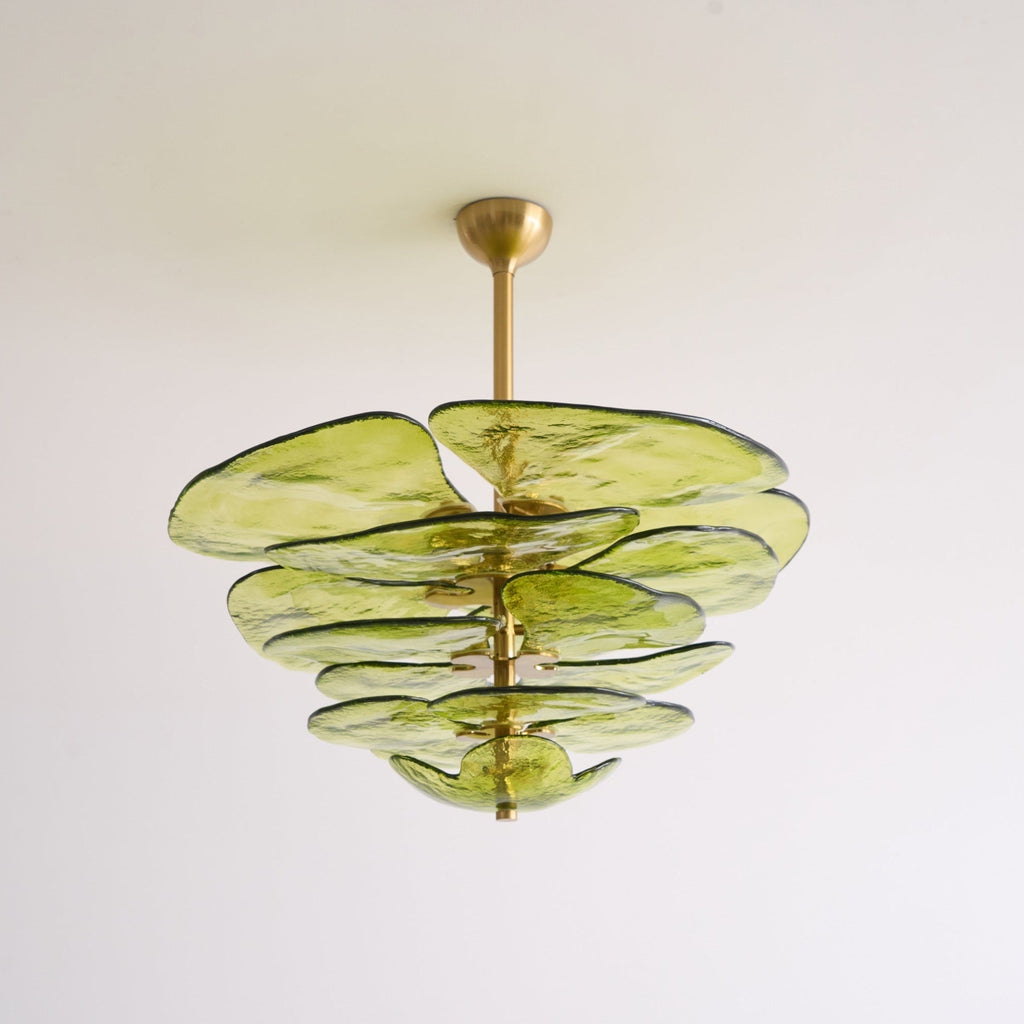 Aurora Chandelier Pétale en Verre Murano Doré Luxe - Neutralighting