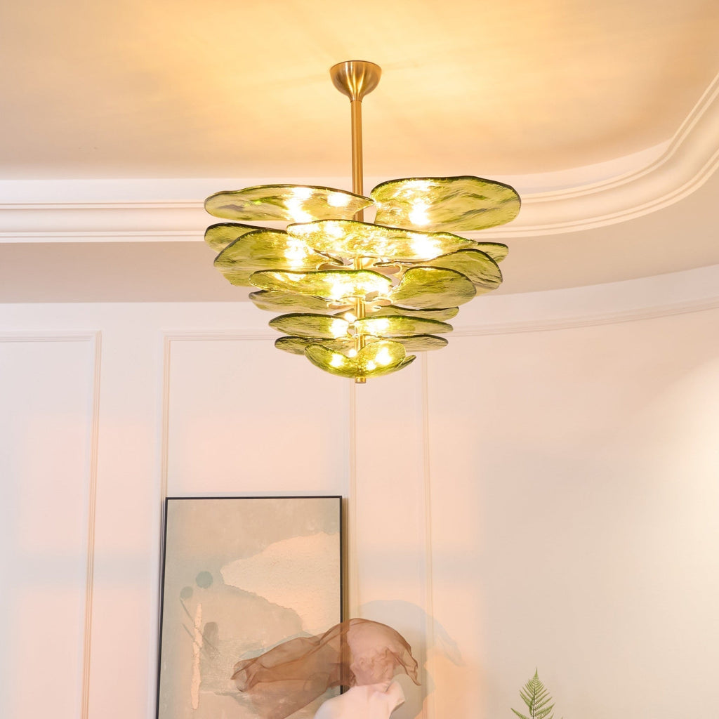 Aurora Chandelier Pétale en Verre Murano Doré Luxe - Neutralighting