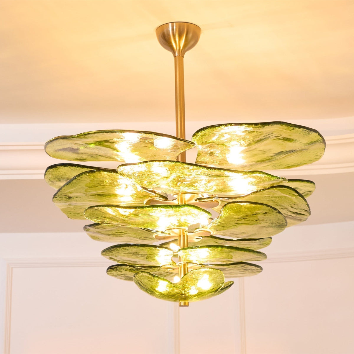 Aurora Chandelier Pétale en Verre Murano Doré Luxe - Neutralighting