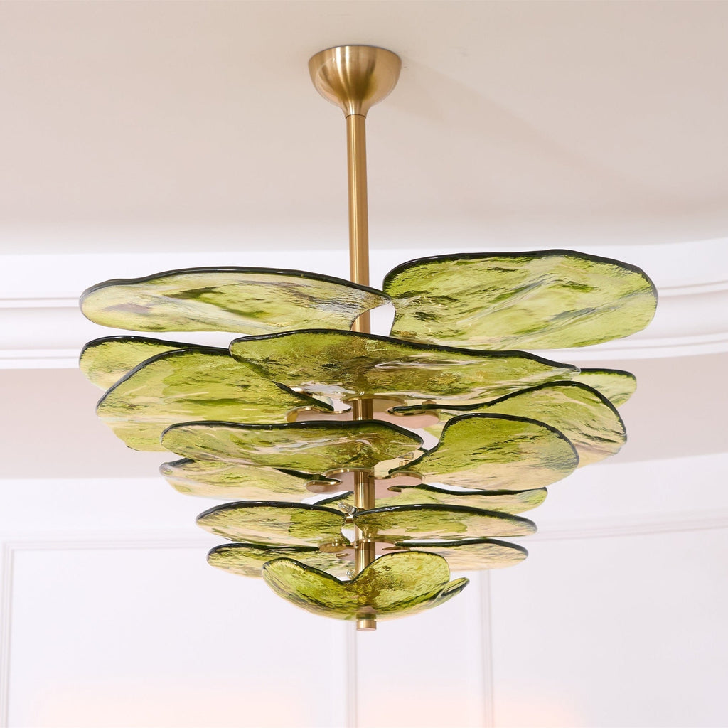 Aurora Chandelier Pétale en Verre Murano Doré Luxe - Neutralighting