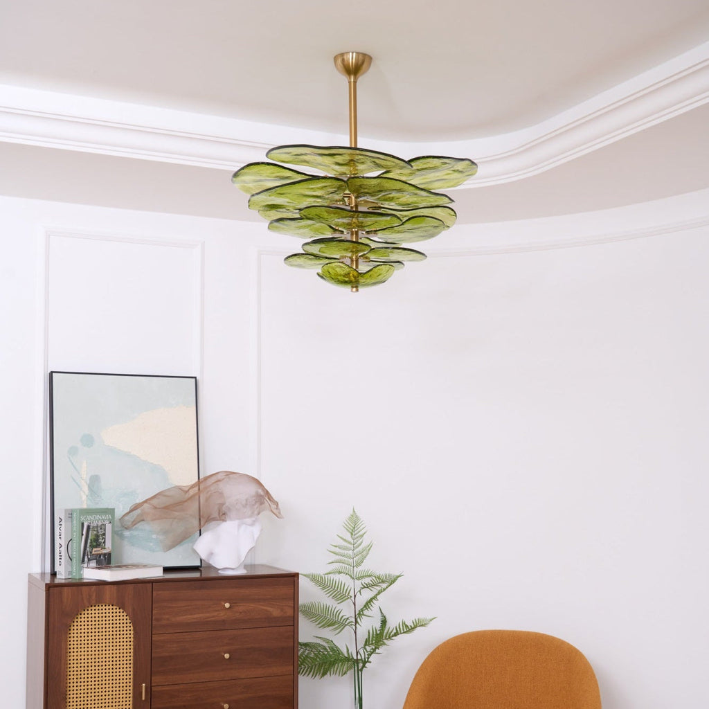 Aurora Chandelier Pétale en Verre Murano Doré Luxe - Neutralighting
