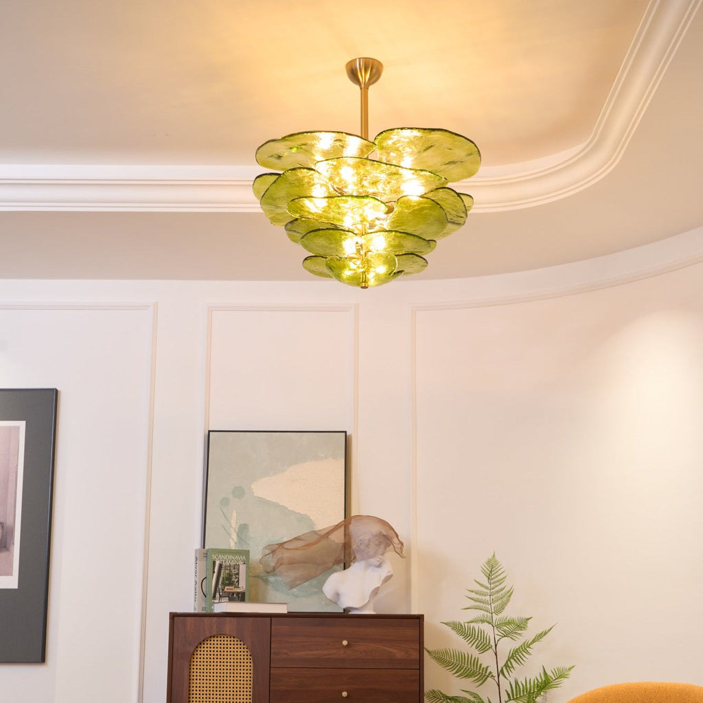 Aurora Chandelier Pétale en Verre Murano Doré Luxe - Neutralighting