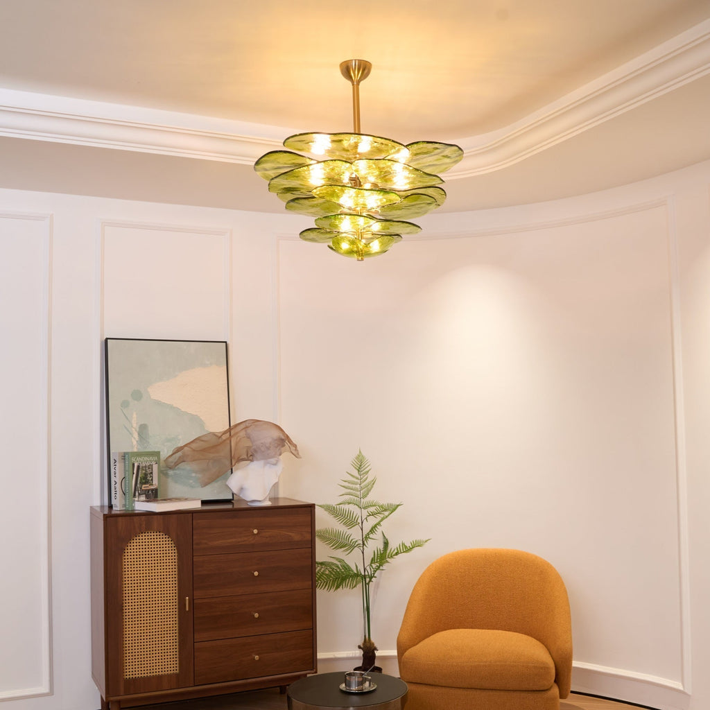 Aurora Chandelier Pétale en Verre Murano Doré Luxe - Neutralighting
