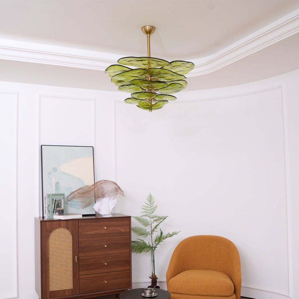 Aurora Chandelier Pétale en Verre Murano Doré Luxe - Neutralighting