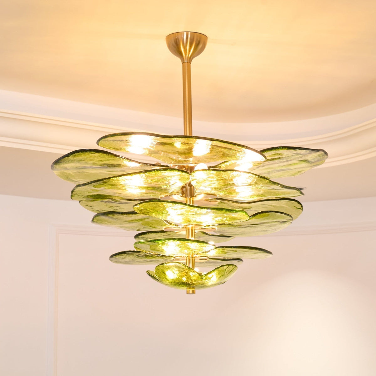 Aurora Chandelier Pétale en Verre Murano Doré Luxe - Neutralighting