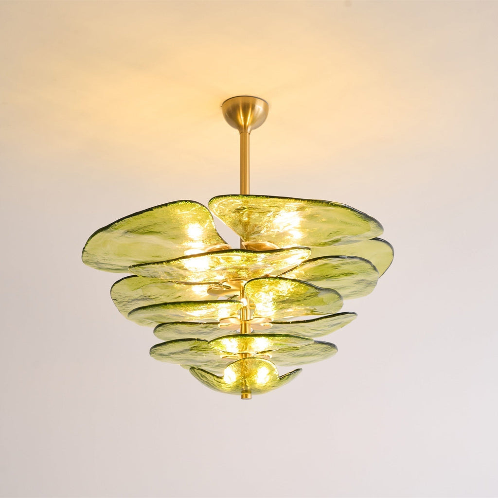Aurora Chandelier Pétale en Verre Murano Doré Luxe - Neutralighting