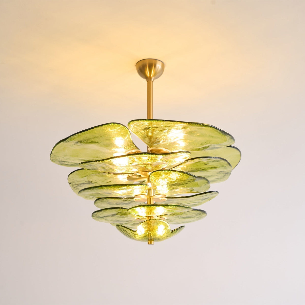 Aurora Chandelier Pétale en Verre Murano Doré Luxe - Neutralighting