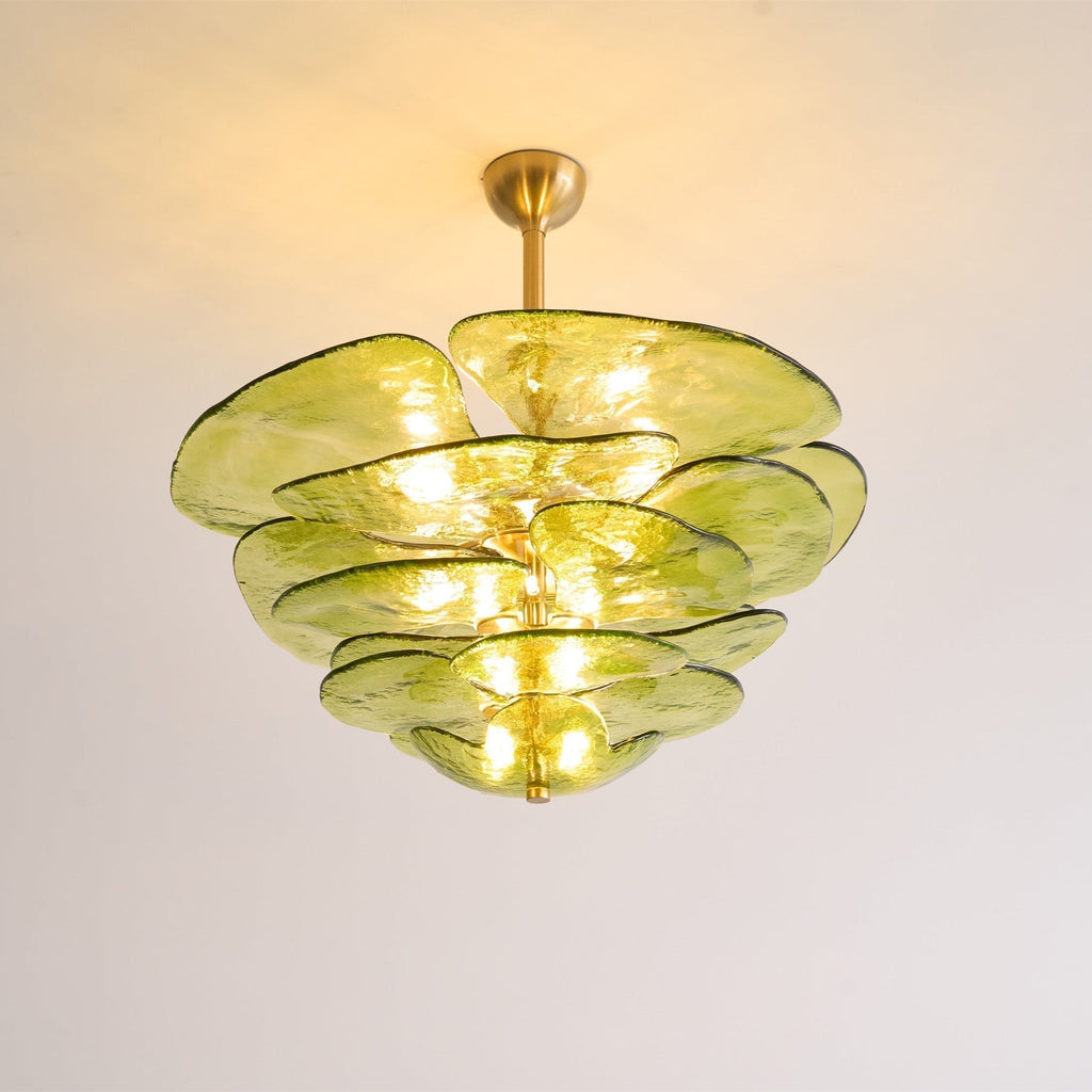 Aurora Chandelier Pétale en Verre Murano Doré Luxe - Neutralighting
