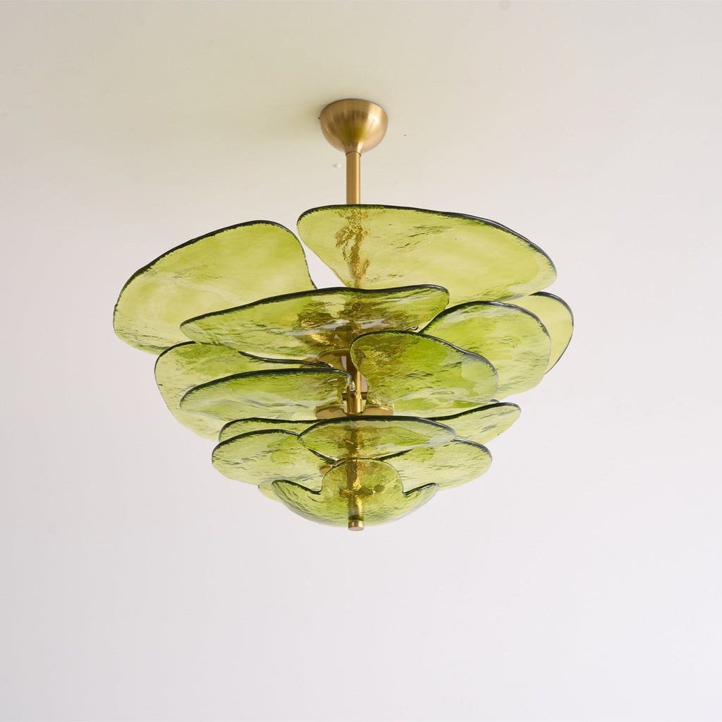 Aurora Chandelier Pétale en Verre Murano Doré Luxe - Neutralighting